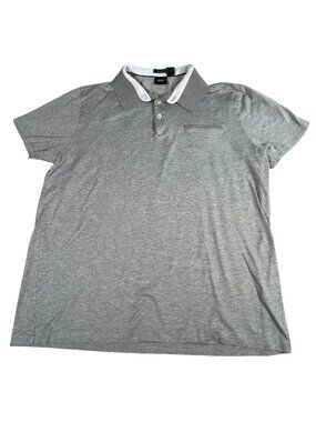 Hugo Boss Gray Polo Shirt Men's Size L Regular Fit Collar Lightweight Golf Logo